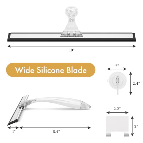 AmazerBath 10-Inch Shower Squeegee with Ergonomic Acrylic Handle