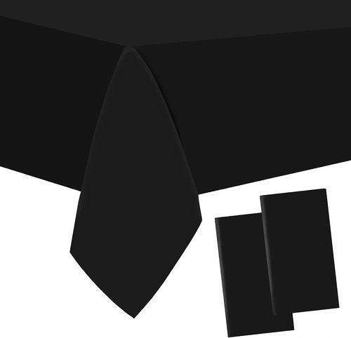 Black Plastic Tablecloth by [Brand Name] - 54" x 108" Rectangular Disposable Cover for Parties & Events