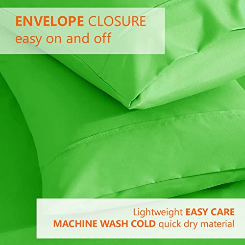 King Lime Green Pillow Case Set of 2 - Double Brushed Microfiber