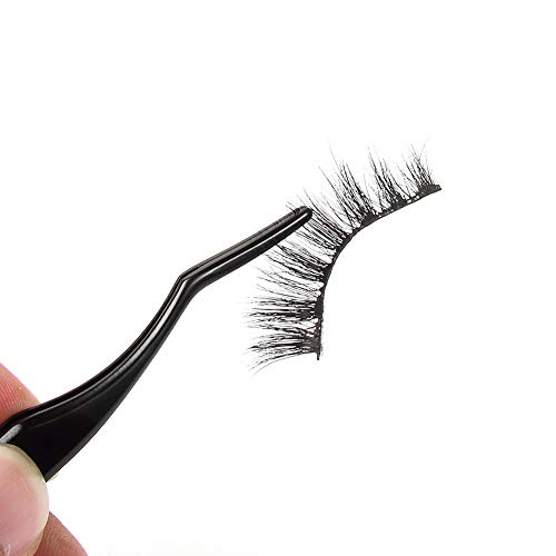 FEITA Curved Eyelash Applicator Tool - Stainless Steel Black Tweezer