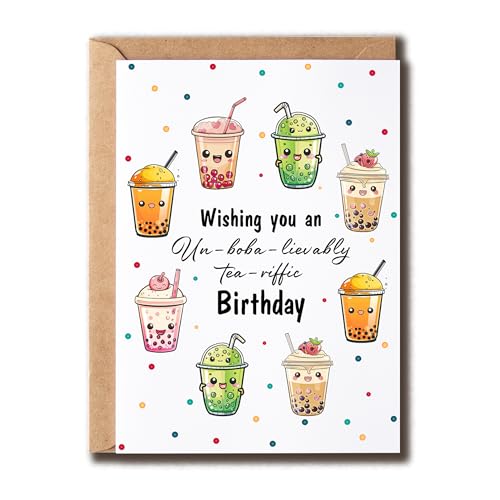 Milk Tea Birthday Greeting Card - Cute Bubble Tea Pun Card 5x7