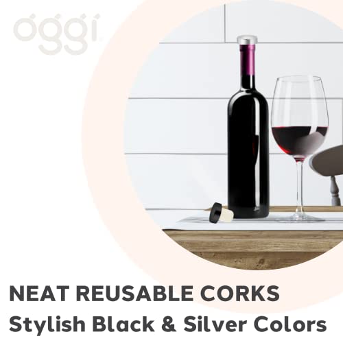 OGGI T-Shaped Wine Corks 2-Piece Set, Reusable Low-Profile Bottle Stoppers