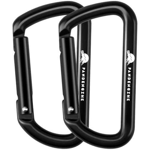 2 Pack Carabiner Clips, 3.2" Lightweight D Shape Carabeaner, Strong and Heavy Duty Hold Max 12KN (2697 lbs Each) for Large Dog Leash, Camping, Hiking, Hammock, Keychains