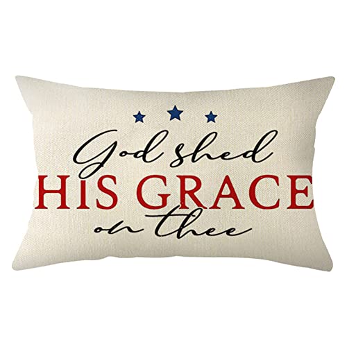 Patriotic 4th of July Throw Pillow Cover - 12x20 Inch Cushion