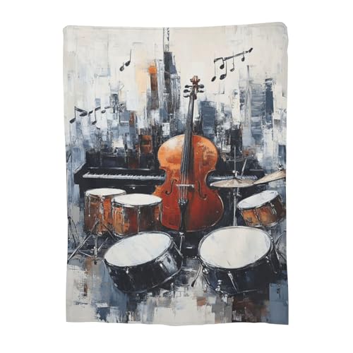 Guitar Blanket - Soft Flannel Throw for Music Lovers, 50"x40"