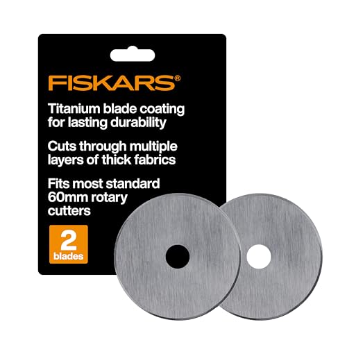 Fiskars 60mm Titanium Rotary Cutter Blades - 2-Pack for Fabric Cutting