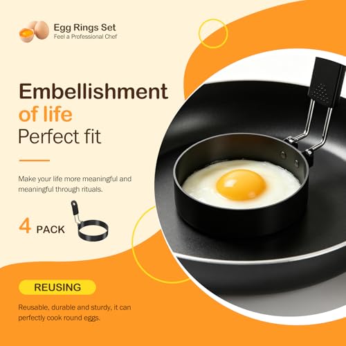 NileHome Nonstick Egg Rings Set of 4 - BPA-Free & Dishwasher Safe