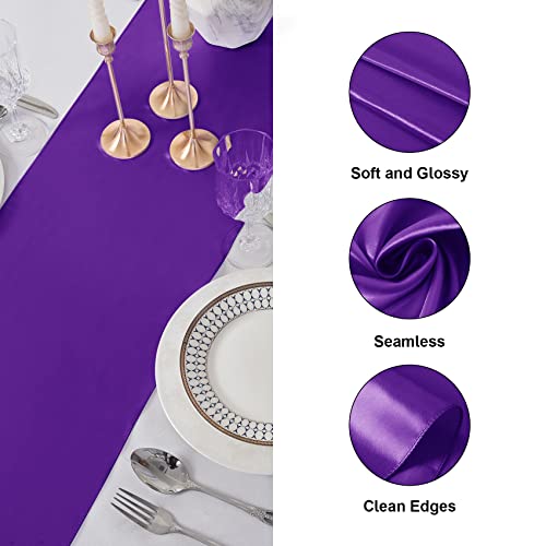 Purple Satin Table Runner 12x108 Inches - 24 Pack for Wedding & Party Decor