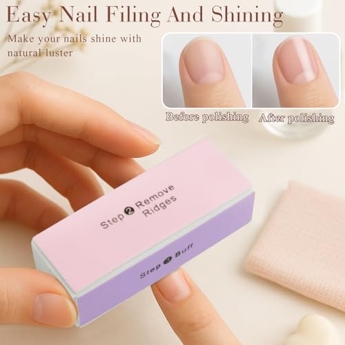 Ceemiaa 4-Way Nail Buffer Blocks - 2PCS Shiny Buffing Sponge for Filing, Smoothing & Polishing