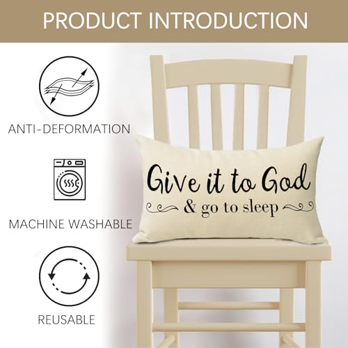 Give It to God and Go to Sleep Lumbar Pillow Cover, 12x20 Cotton Linen