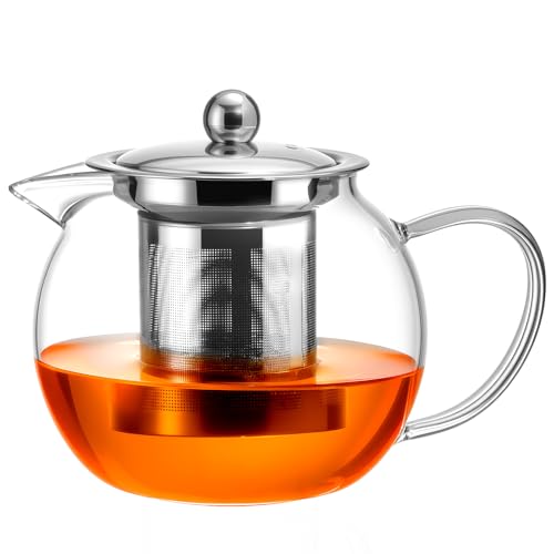 Baalaka 22 oz Glass Teapot with Removable Stainless Steel Infuser