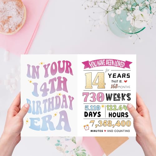 Happy 14th Birthday Card for Girls & Boys - Unique Gift Idea