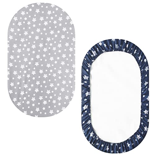 Moonsea Bassinet Sheets 4 Pack, 32"x17" Navy Soft Microfiber Bedding