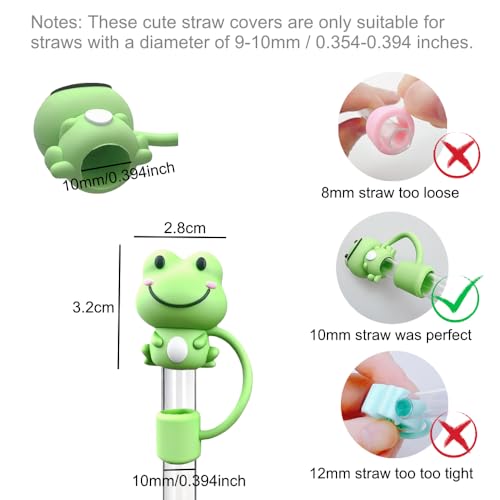 Cute Frog Silicone Straw Cover for Stanley Cup 10mm Straw Topper