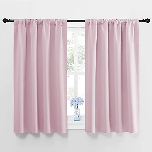 NICETOWN Blackout Curtains for Girls Room - Baby Pink, 42" x 45" (Pack of 2)