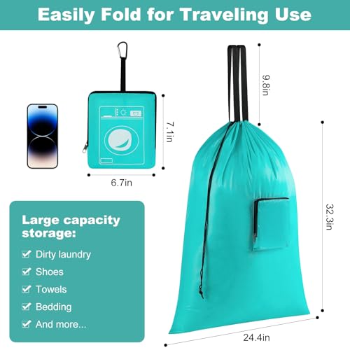 24" x 33" Heavy Duty Travel Laundry Bag with Handles - Blue+Pink