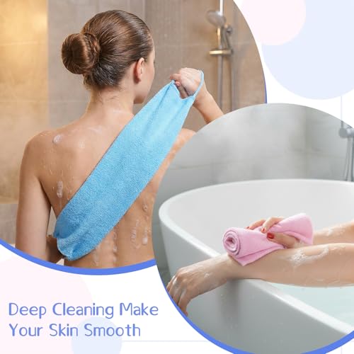 Macuezu 3-Piece Back Scrubber for Shower, Dual-Sided Exfoliating Towel