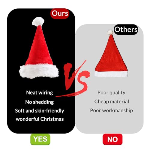 8 Pack Christmas Santa Hats - Red Felt Holiday Party Caps for Adults & Kids