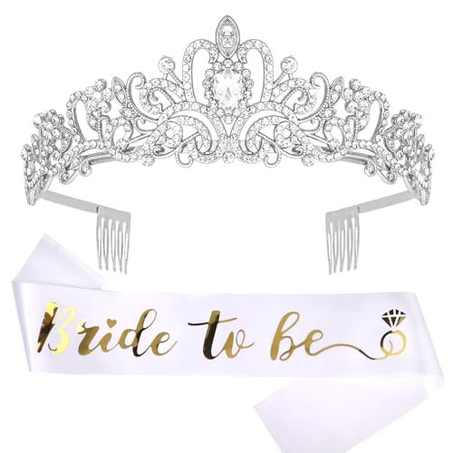 CIEHER Bride Sash & Crystal Crown - Bachelorette Party Favors