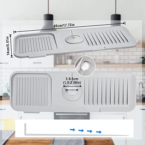 Gray Silicone Sink Splash Guard Mat for Faucet & Countertop