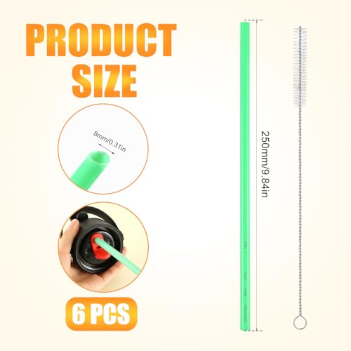 Replacement Straws for Hydro Flask Wide Mouth Bottle with Brush, 6 Pack