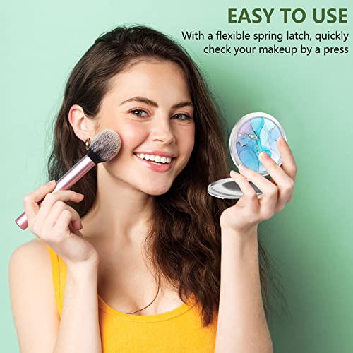Nipichsha 2-Sided Compact Travel Makeup Mirror - 2.75" Silver Marble