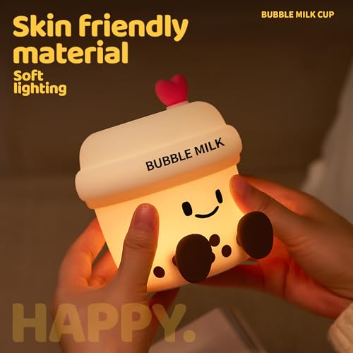 Bubble Milk Cup Night Light - Dimmable Silicone Touch Lamp for Kids