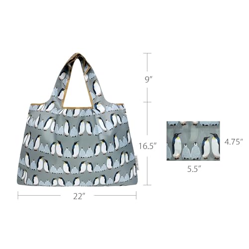 Allydrew Large Foldable Tote Bag - Reusable Grocery Bag with Penguins