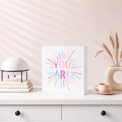 You Are Sun Wooden Box Sign, Inspirational Motivational Desk Decor, 5x5 Inch