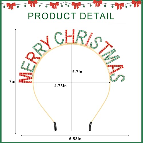 COCIDE Christmas Rhinestone Crystal Headband Holiday Hair Accessory