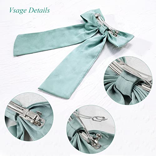B.PHNE 4 Pack Satin Hair Bows for Women and Girls - French Silk Bowknot Clips