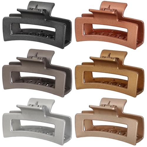 Sisiaipu 3.5 Inch Square Hair Claw Clips 6 Pack for Thin Hair