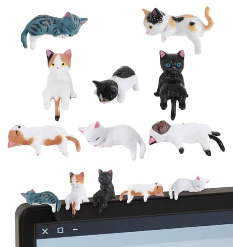 8 Pcs Mini Cat Desk Figurines - Cute Resin Decor for Home & Office