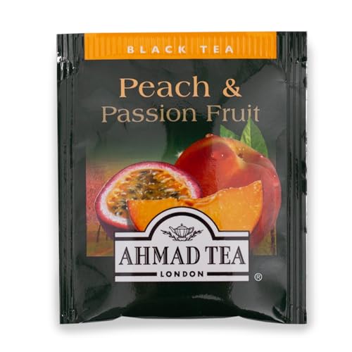 Ahmad Tea London Peach & Passion Fruit Tea Bags - 20 Count | Flavored Black Tea