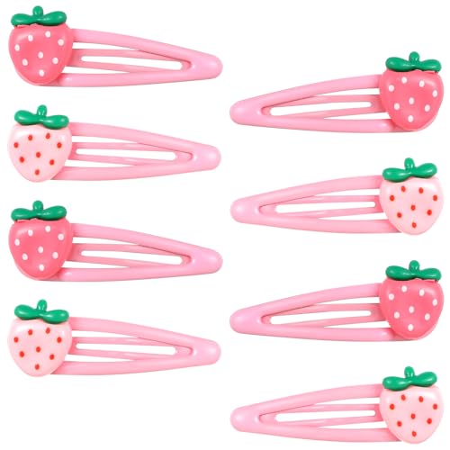 Mabor 8-Piece Pink Strawberry Snap Hair Clips and Barrettes for Girls