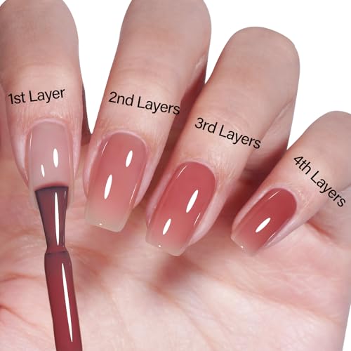 AILLSA Sheer Cranberry Red Gel Nail Polish Soak Off Translucent Nude
