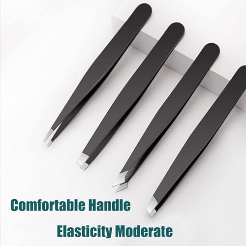 Precision Tweezer Set 4-Piece Stainless Steel Eyebrow Tweezers for Facial Hair