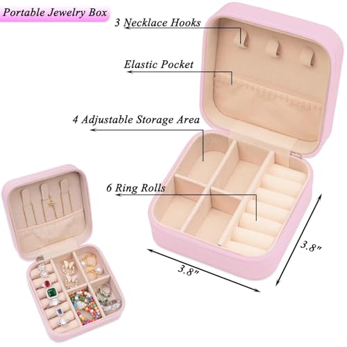 Personalized Pink Jewelry Travel Case for Women - Letter M