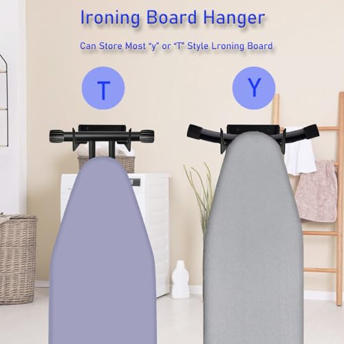 Wall Mount Ironing Board Hanger Rack for T & Y Style, Heavy Duty Black