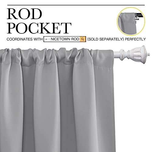 NICETOWN Silver Grey Blackout Curtains - 52" x 95" (Pack of 2)