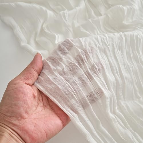 KingCheer 2Pcs Cheesecloth Table Runner 10FT Boho Rustic Gauze White
