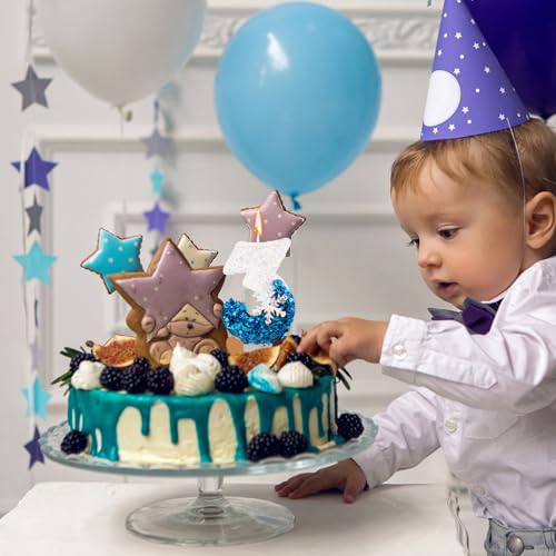 Snowflake Sequin Number 3 Birthday Candle - Elegant Cake Topper