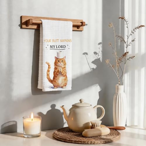 Cute Orange Cat Hand Towel - Decorative Bathroom Towel 16x24