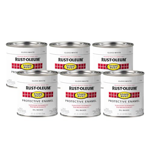 Rust-Oleum Stops Rust Gloss White Enamel Paint 8 Fl Oz (Pack of 6)