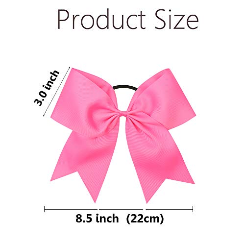 OAOLEER 8-Inch Large Pink Cheer Hair Bow with Elastic Ponytail Holder