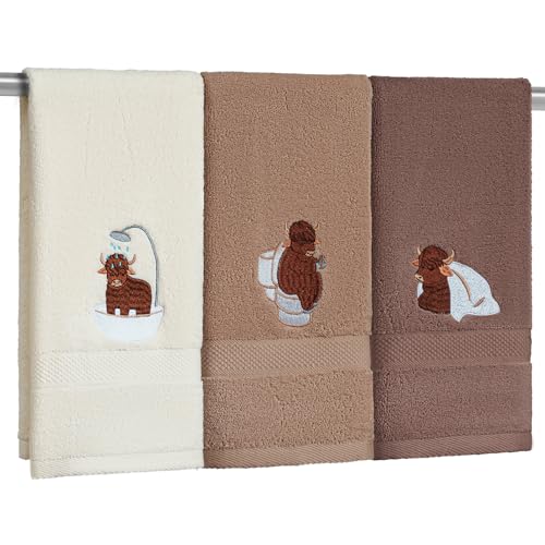 Dark Brown 3-Pack Cotton Hand Towels - Soft & Absorbent 13x29