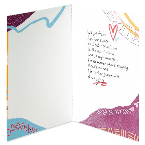 American Greetings Romantic Greeting Card Mixtape Theme with Copper Foil