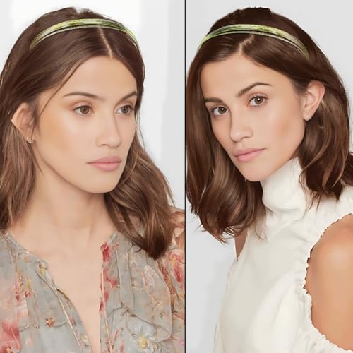 GAQWOK Multi-Layer Metal Headbands for Women - 2 Pcs Gold Hair Bands