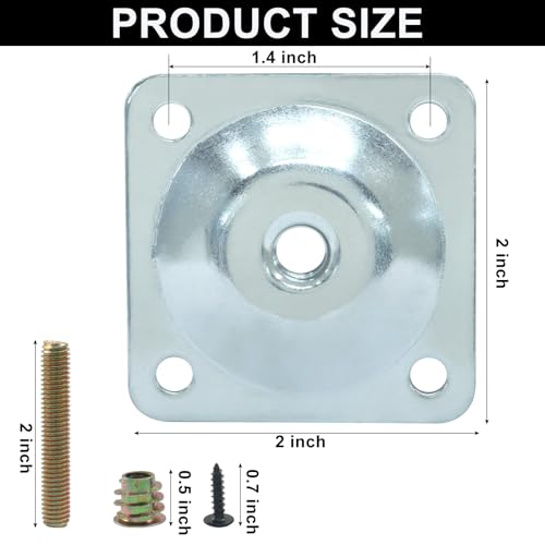 Murtenze 4 Pack Silver Leg Mounting Plates for Furniture Repair