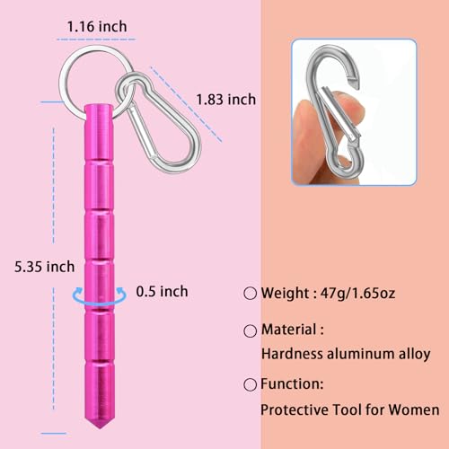 3Pcs Safety keychain Set Protection Keychain Accessories Safety Stick with 3Pcs Carabiner Clips for Women Ladies Girls